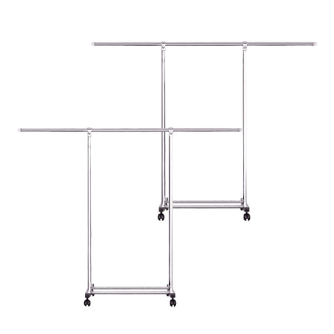 SOGA 2X 180cm Stainless Steel Floor-Standing Clothes Rack - Durable and Space-Saving Laundry Organizer