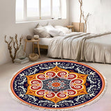 SOGA 2X 90cm Round Mandala Ethnic Style Round Carpet, Anti-slip Doormat, Home Decor