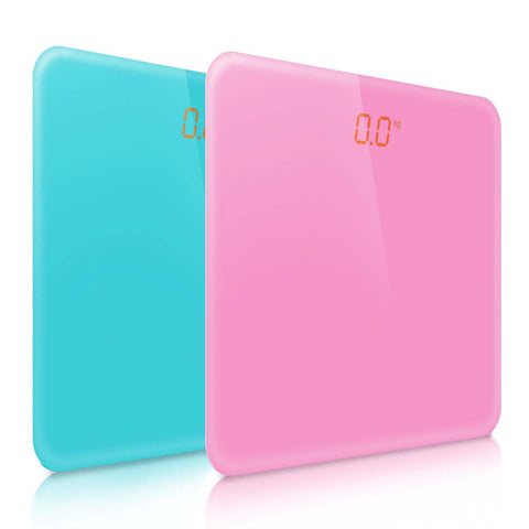 SOGA 2X 180kg Digital Fitness Weight Bathroom Gym Body Glass LCD Electronic Scales Pink/Blue