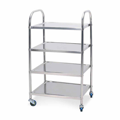 SOGA 4 Tier Stainless Steel Kitchen Dinning Food Cart Trolley Utility Round 48x32x79cm