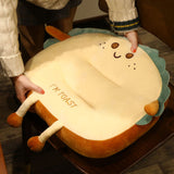 SOGA Smiley Face Toast Bread Cushion Stuffed Car Seat Plush Cartoon Back Support Pillow Home Decor