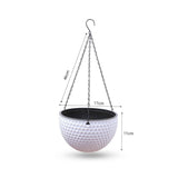 SOGA 2X White Small Hanging Resin Flower Pot Self Watering Basket Planter Outdoor Garden Decor