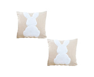 SOGA 2X 45cm Throw Pillow Light Tan Square Cushion with Soft White Rabbit Design Decorative Home Decor