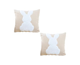 SOGA 2X 45cm Throw Pillow Light Tan Square Cushion with Soft White Rabbit Design Decorative Home Decor