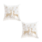 SOGA 2X 45cm Throw Pillow White with Golden Christmas Reindeer Festive Cushion for Cozy Winter Decor