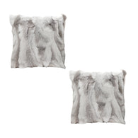 SOGA 2X 45cm Throw Pillow Floral Gray Rabbit Fur Square Warm Cozy Decorative Cushion Home Decor