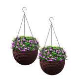SOGA 2X Coffee Large Hanging Resin Flower Pot Self Watering Basket Planter