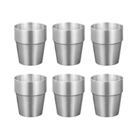 SOGA 260ml Stainless Steel Cups Set of 6 Reusable Durable Silver Drinking Tumblers