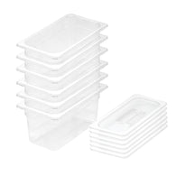 SOGA 150mm Clear Gastronorm GN Pan 1/3 Food Tray Storage Bundle of 6 with Lid