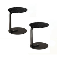 SOGA 2X 50cm Black Marble Mini Side Table Movable Lightweight w/ Black Frame