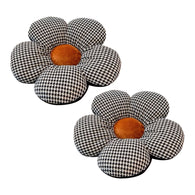 SOGA 2X Black Flower Cushion Shaped for Floor and Sitting Throw Pillow