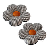 SOGA 2X Black Flower Cushion Shaped for Floor and Sitting Throw Pillow