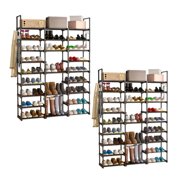 SOGA 2X 21-Shelf Tier Shoe Storage Shelf Space-Saving Caddy Rack Organiser with Handle