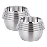 SOGA 2X 5Pcs Deepen Matte Stainless Steel Stackable Baking Washing Mixing Bowls Set Food Storage Basin