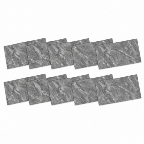 SOGA Peel & Stick Floor and Wall Tiles 30 x 60cm 10 Pack Grey Faux Marble