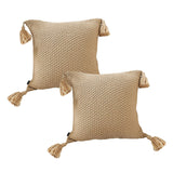 SOGA 2X 50CM Light Brown Pillow with Tassel Accents Rizzy Transitional Cover Throw Pillow