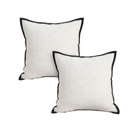 SOGA 2X 50cm Classic Natural Linen Black Piped Edge Decorative Throw Pillow