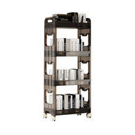 SOGA 38x24cm Black 4 Tier Bookshelf & Cosmetic Storage Organizer Trolley Rack