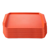 SOGA Rectangular Serving Tray Heavy Duty Waterproof Stackable Plastic Food Snack Pan Set of 10 Orange