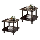 SOGA 2X 70cm Black Stone-Patterned Round Side Tables – Modern Design with Black Metal Legs