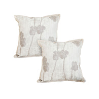 SOGA 2X 45cm Botanical Beige Poppy Flower Print Linen Decorative Throw Pillow