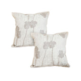 SOGA 2X 45cm Botanical Beige Poppy Flower Print Linen Decorative Throw Pillow