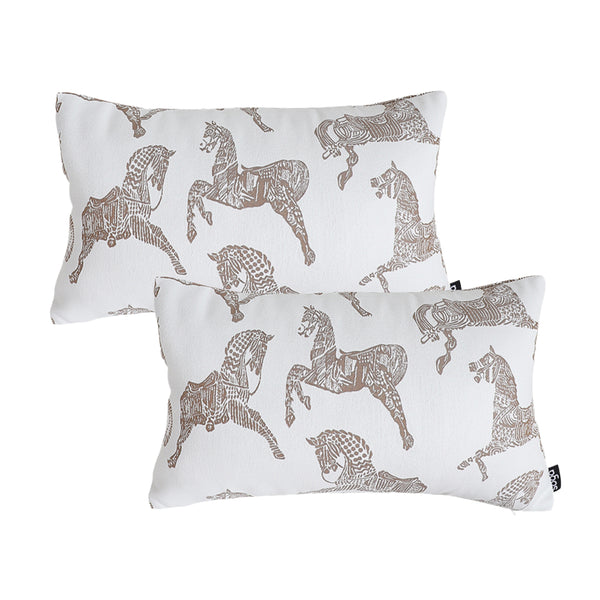 SOGA 2X 35cm White Decorative Horse Pattern Cushion Throw Pillow