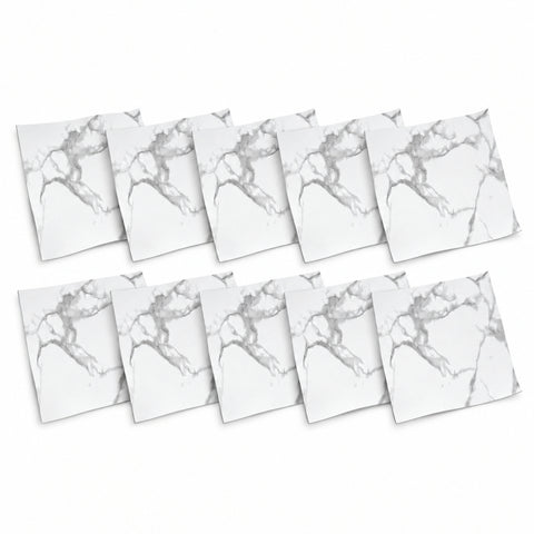 SOGA Peel & Stick Floor and Wall Tiles 30 x 30cm 10 Pack White Grey Faux Marble