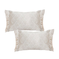 SOGA 2X 35cm Rectangular Natural Woven Diamond Pattern Fringe Trim Throw Pillow
