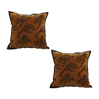 SOGA 2X 45cm Throw Pillow Dark Brown Leopard Square Retro Decorative Cushion for Living Room