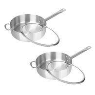 SOGA 2X 28cm Stainless Steel Saucepan With Lid Induction Cookware With Triple Ply Base