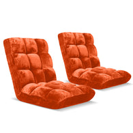 SOGA Floor Recliner Folding Lounge Sofa Futon Couch Folding Chair Cushion Orange x2