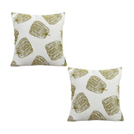 SOGA 2X 50cm Throw Pillow White with Olive Green Autumn Harvest Pumpkin Print Home Decor