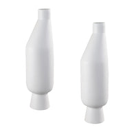 SOGA 2X 14x52cm Ornament White Modern Minimalist Vase Decorative with Narrow tops and Wider rounded Body for Home Decor