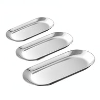 SOGA Silver Nordic Oval Plate Set Small Medium and Large for 3 Pieces Kitchen