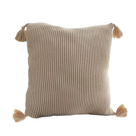 SOGA 45cm Khaki Wabi-Sabi Raised Pillow Cotton Striped Large Tassel Square Pillow Throw Pillow