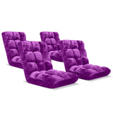 SOGA Floor Recliner Folding Lounge Sofa Futon Couch Folding Chair Cushion Purple x4