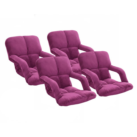 SOGA 4X Foldable Lounge Cushion Adjustable Floor Lazy Recliner Chair with Armrest - Magenta