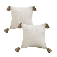 SOGA 2X 45cm Beige Pillow Textured Throw Cover Luxurious Rib Knit Ribbed Cotton Throw Pillow