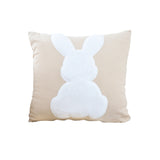 SOGA 45cm Throw Pillow Light Tan Square Cushion with Soft White Rabbit Design Decorative Home Decor