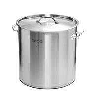 SOGA Stock Pot 25Lt Top Grade Thick Stainless Steel Stockpot 32CM 18/10