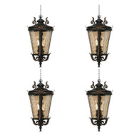 SOGA 4X 60.3cm Vintage Aluminum & Glass Lantern Elegant Chandelier Style