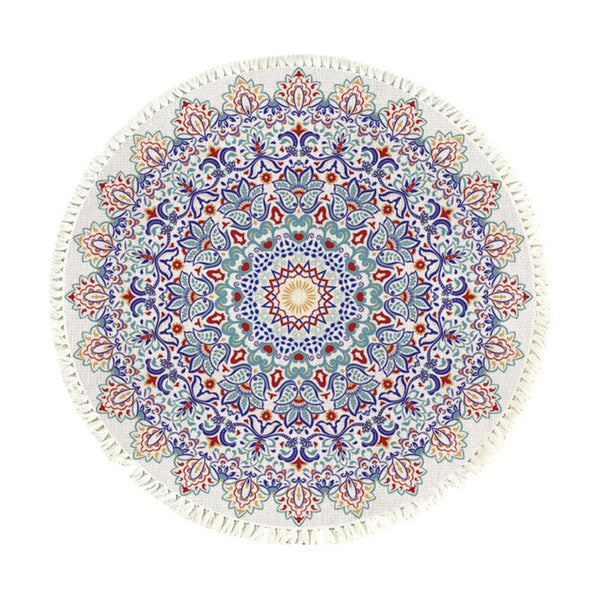 SOGA 120cm Mandala Round Area Thick Anti-slip Doormat Home Decor