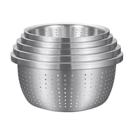 SOGA Stainless Steel Nesting Basin Colander Perforated Kitchen Sink Washing Bowl Metal Basket Strainer Set of 5