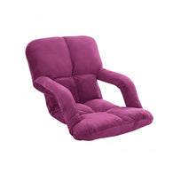 SOGA Foldable Lounge Cushion Adjustable Floor Lazy Recliner Chair with Armrest- Magenta