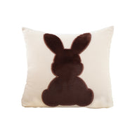 SOGA 45cm Throw Pillow Light Tan Square Cushion with Soft Coffee Bunny Design Decorative Home Decor