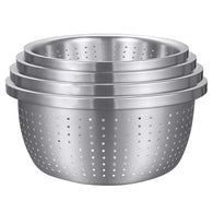 SOGA Stainless Steel Nesting Basin Colander Perforated Kitchen Sink Washing Bowl Metal Basket Strainer Set of 4