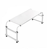 SOGA 120x45cm White Cross Bed Movable Desk Table w/ Adjustable Length & Height