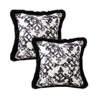 SOGA 2X 45cm Vintage Black Herringbone Pillowcase Set & Square Throw Pillow