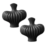 SOGA 2X 25X24cm Ornament Small Matte Black Vases Countertop Decoration Accessories Porch Crafts Home Decor